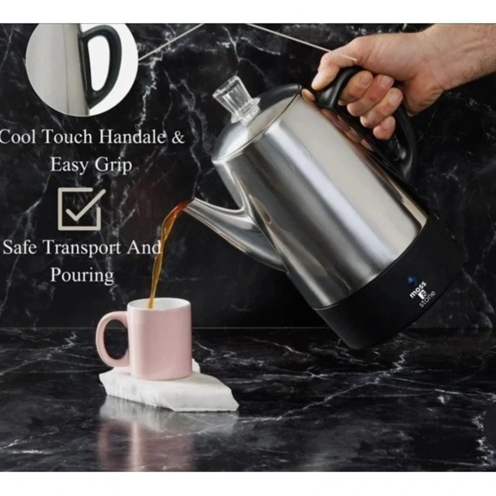 Moss & Stone Stainless Steel 10 Cup Electric Percolator Coffee Maker | Keep
